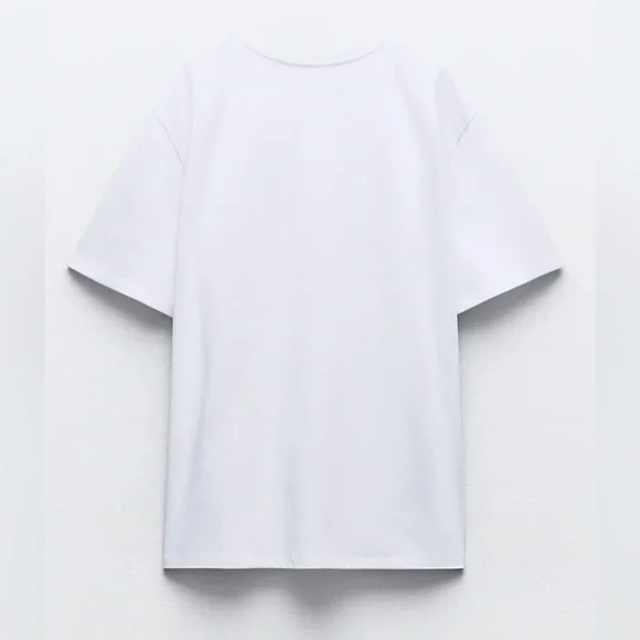 Zara White T-Shirt + Gold Foil Design | Short Sleeve | L | NWT | 🌟Rare🌟 - Picture 7 of 14